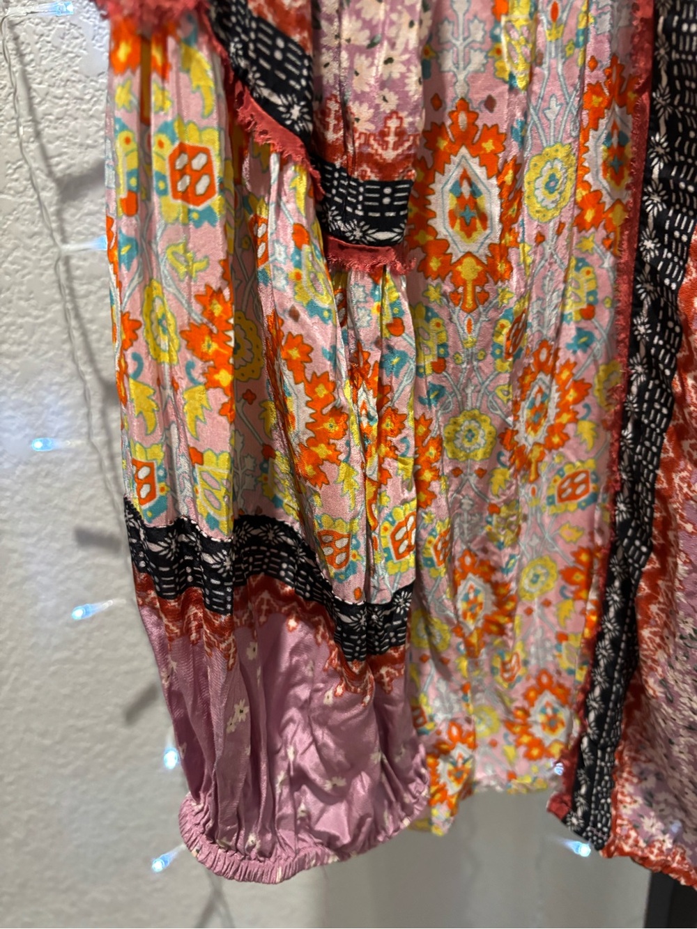 Sundance Mauve Floral-Print Boho Tunic with Multicolor Sleeves - Picture 9 of 10